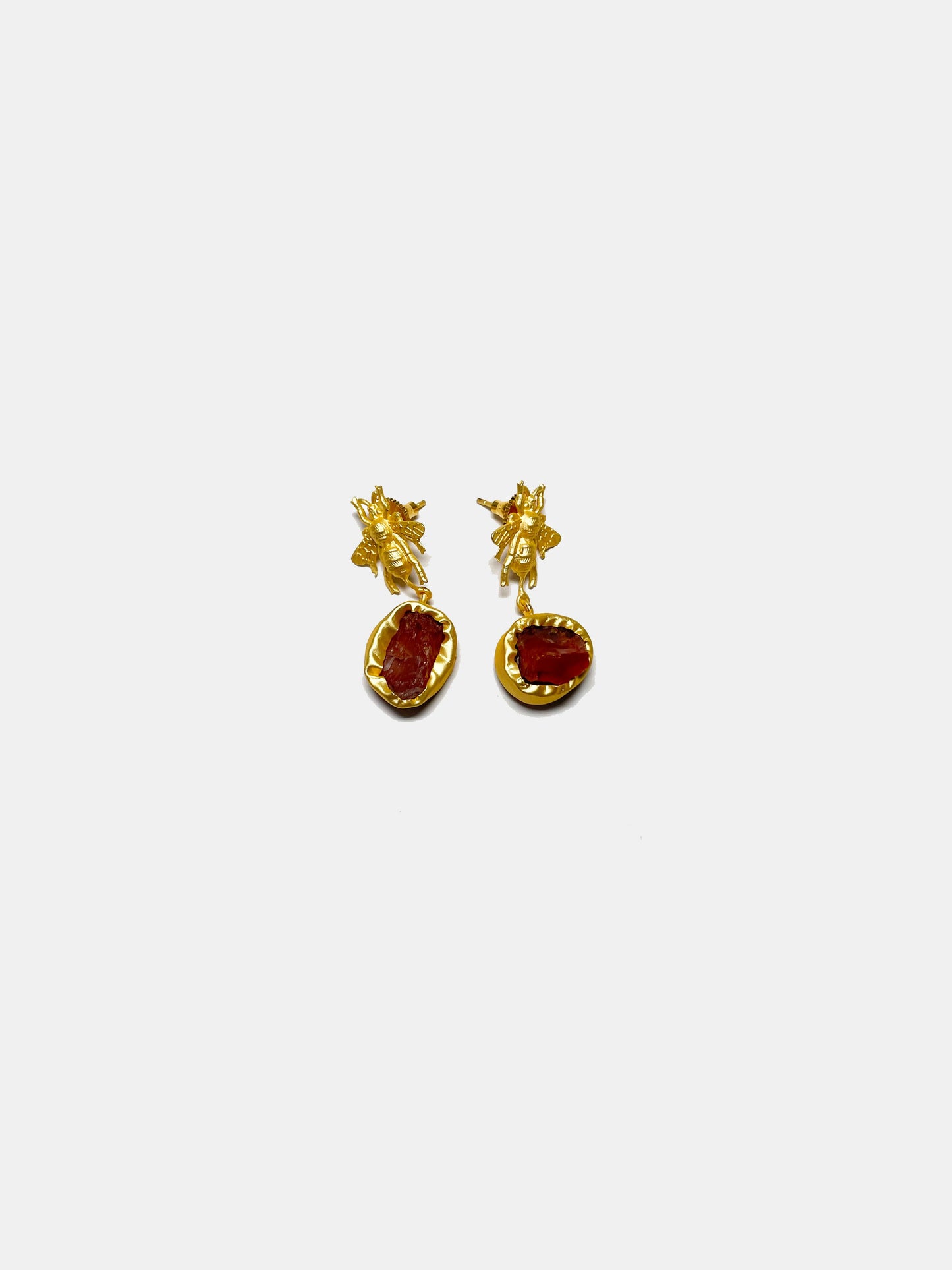 Natural Stone Bee Earrings