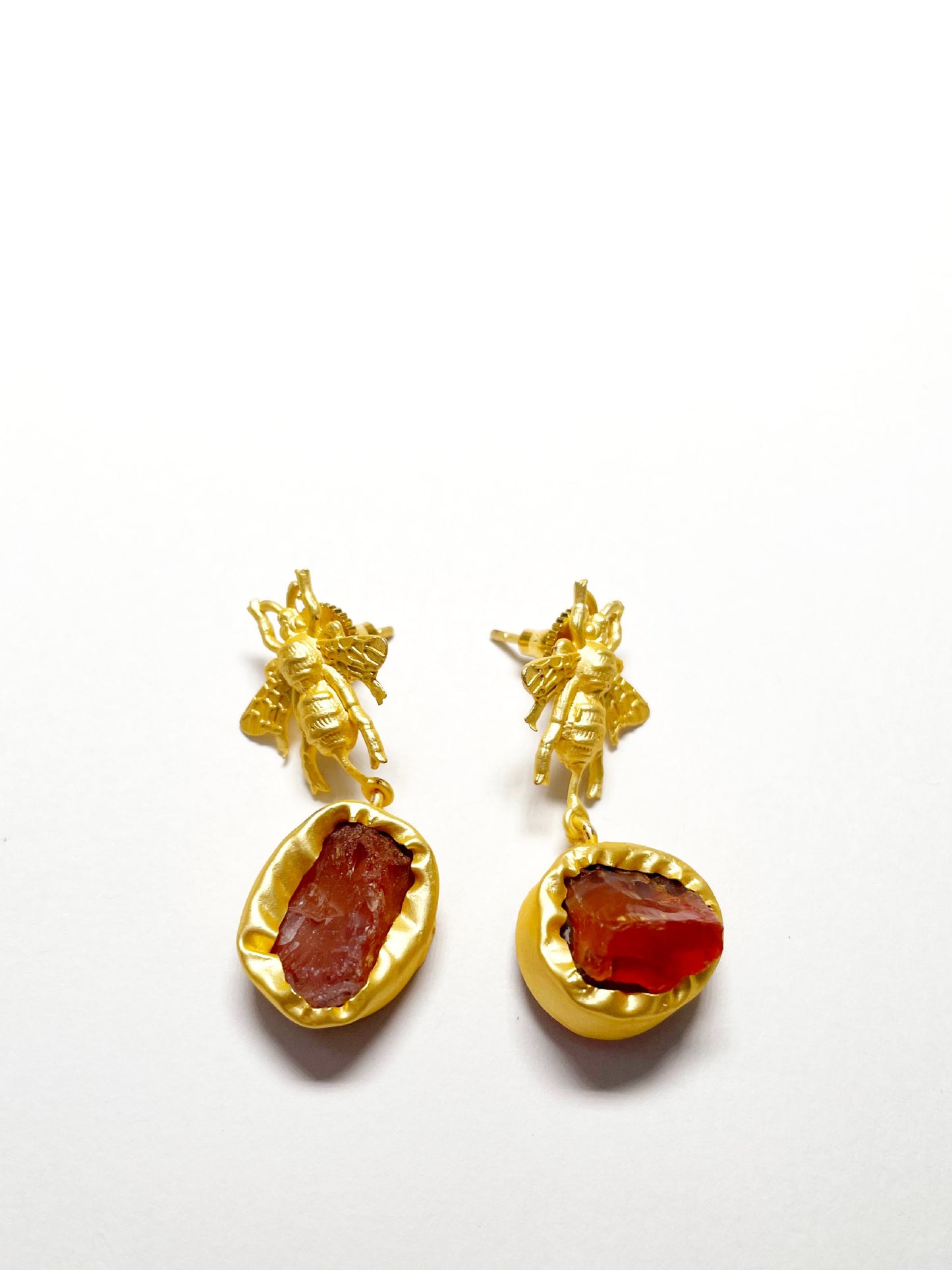 Natural Stone Bee Earrings