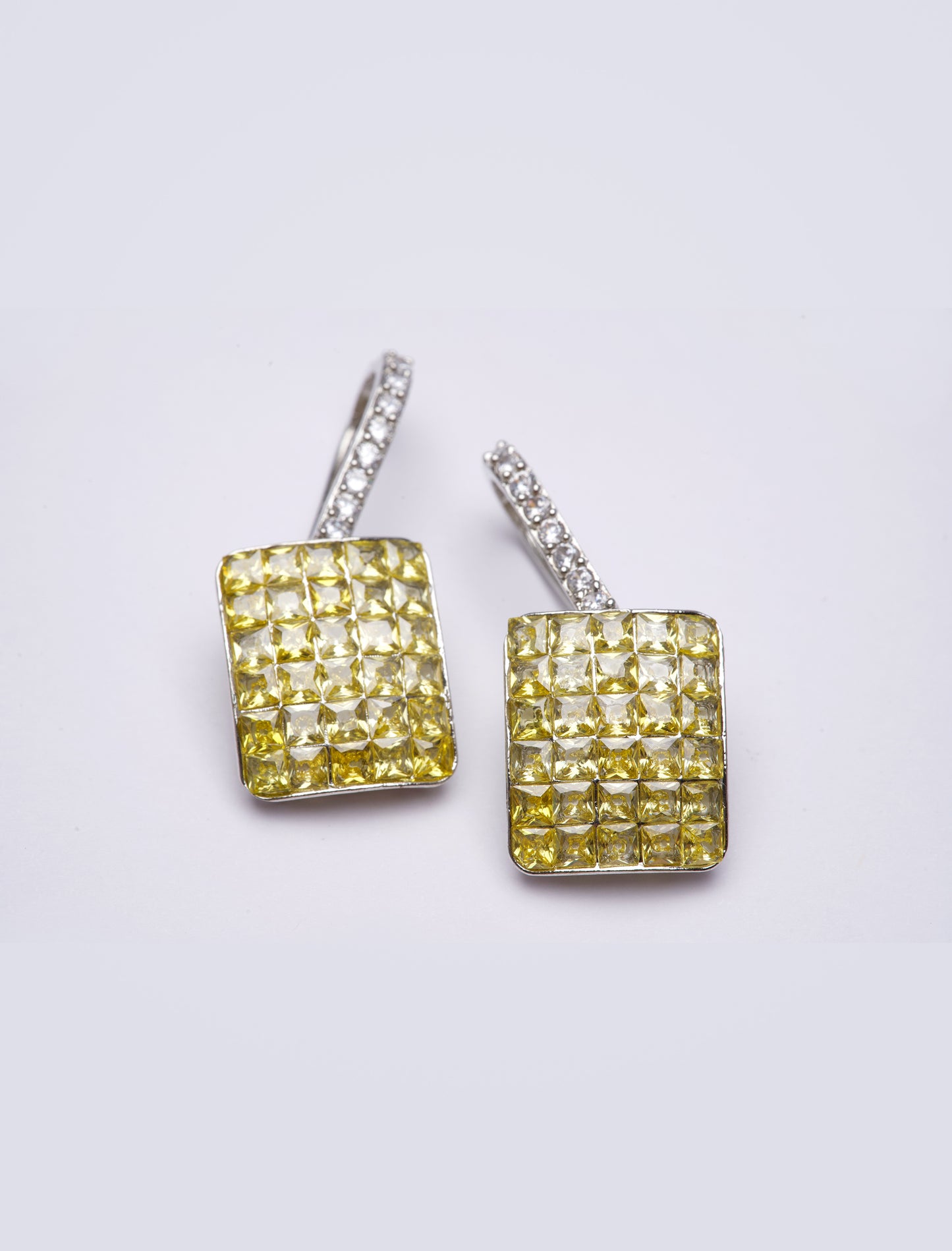 Yellow Crystal Dangle Earrings