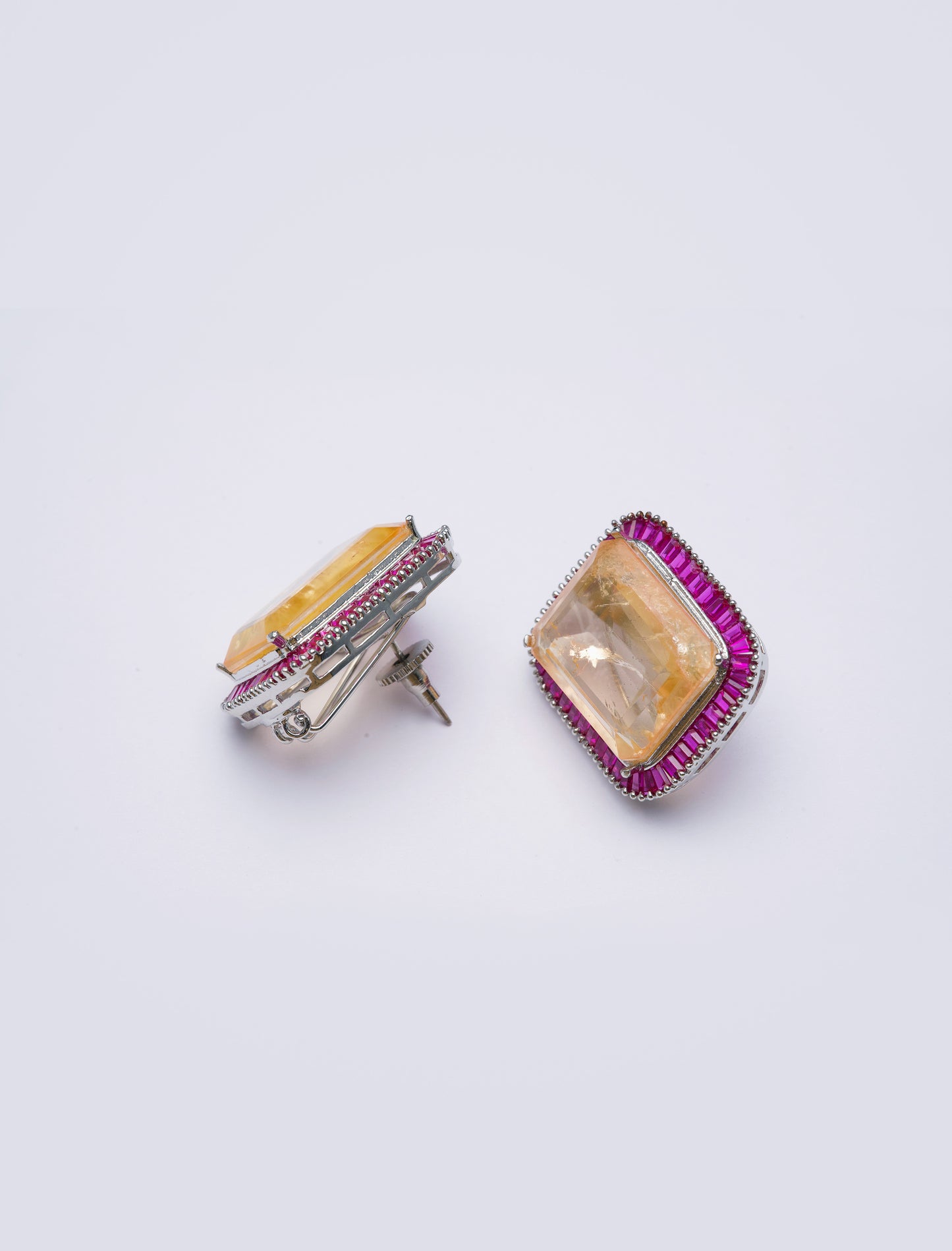 Gold-Pink Stone Studs