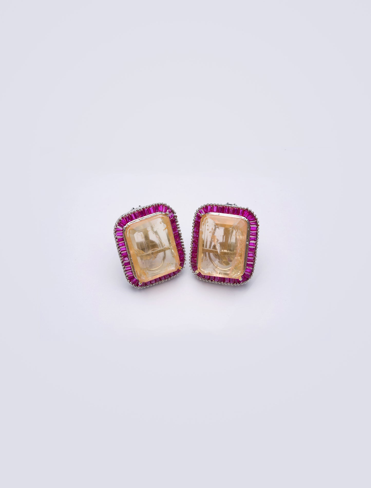 Gold-Pink Stone Studs