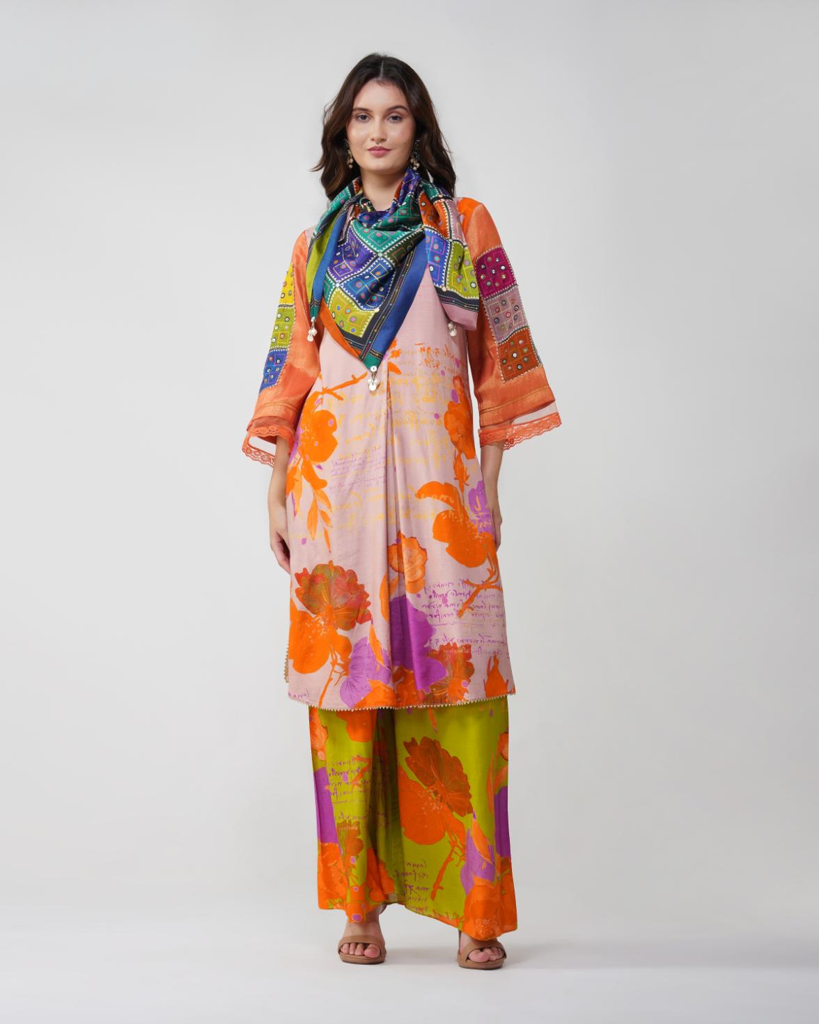 Banjara Bloom Box-pleated Kurta Set