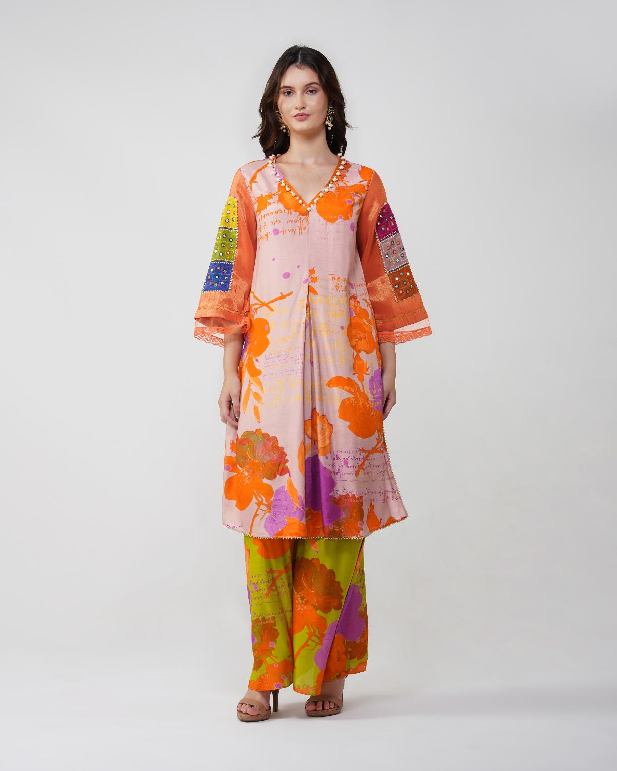 Banjara Bloom Box-pleated Kurta Set