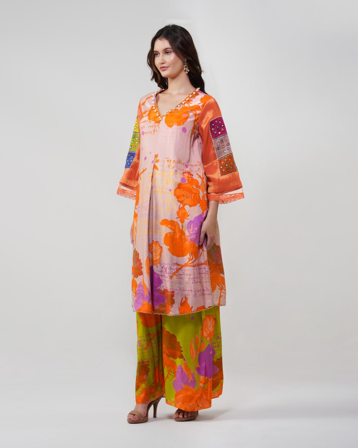 Banjara Bloom Box-pleated Kurta Set