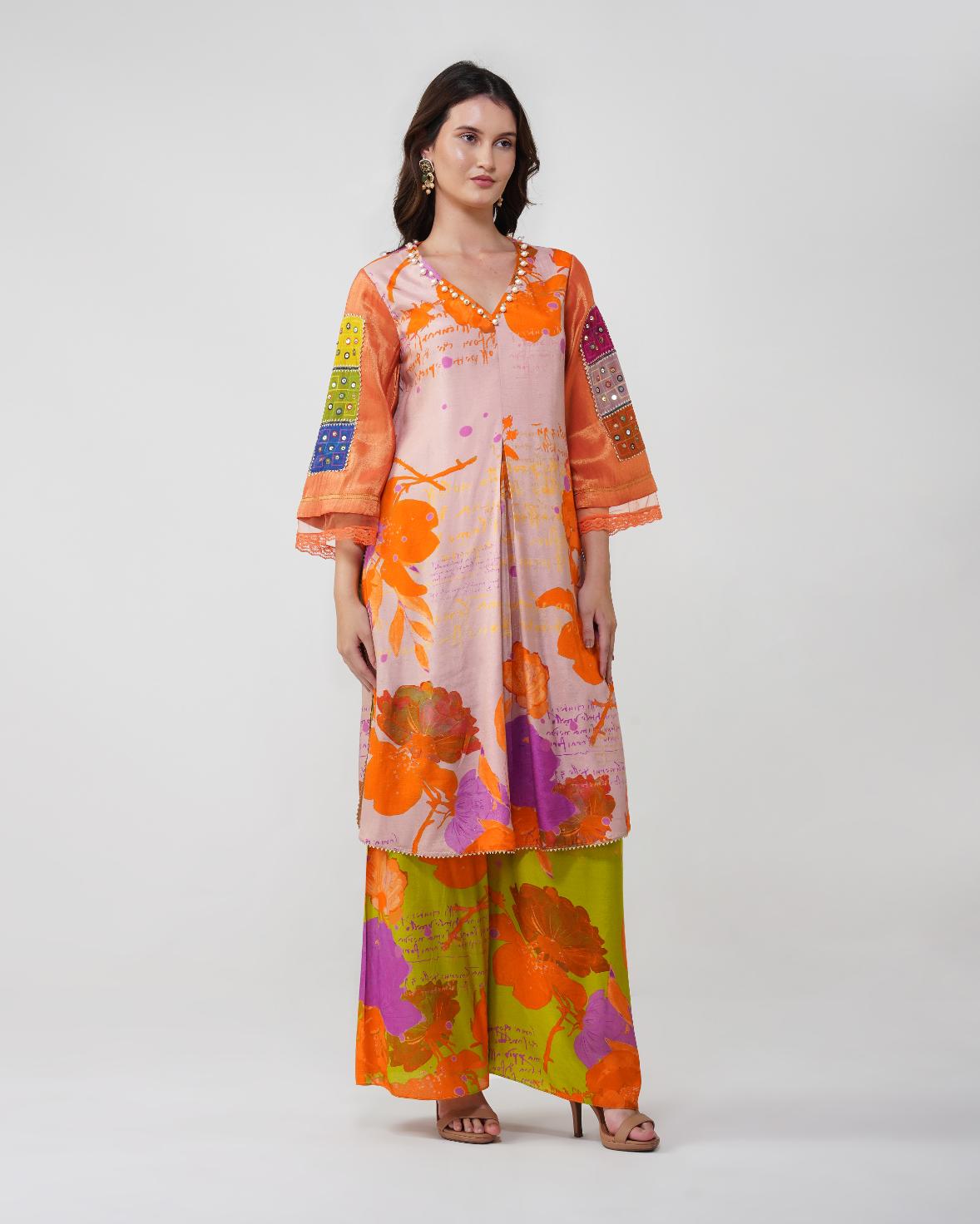 Banjara Bloom Box-pleated Kurta Set