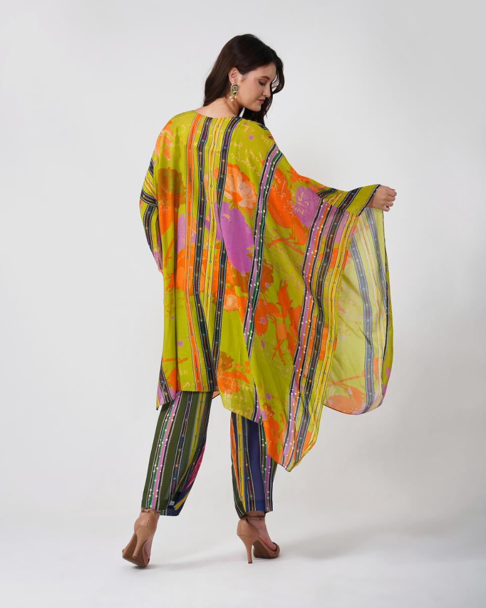 Banjara Bloom Asymmetric Kaftan set