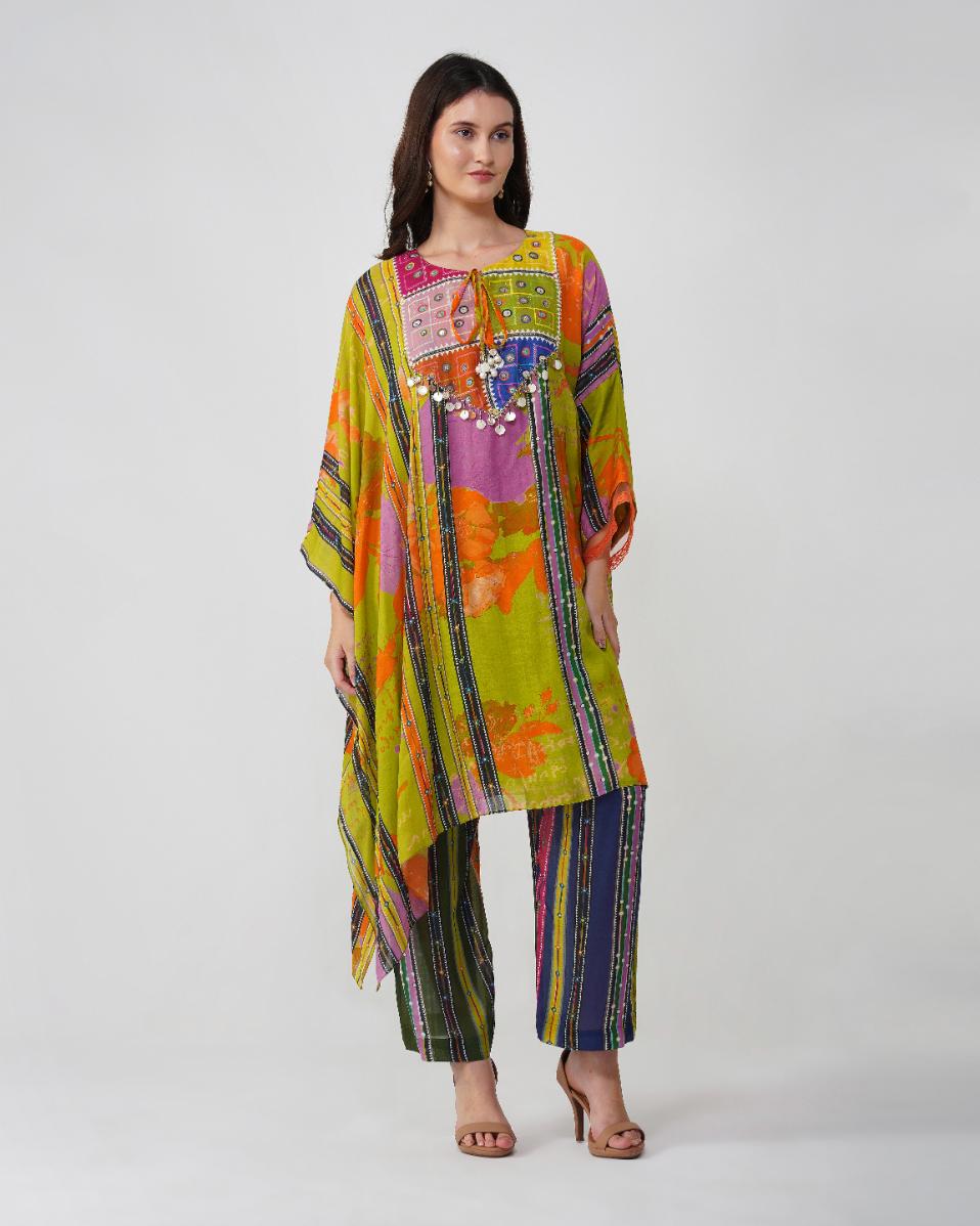 Banjara Bloom Asymmetric Kaftan set