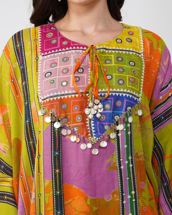 Banjara Bloom Asymmetric Kaftan set