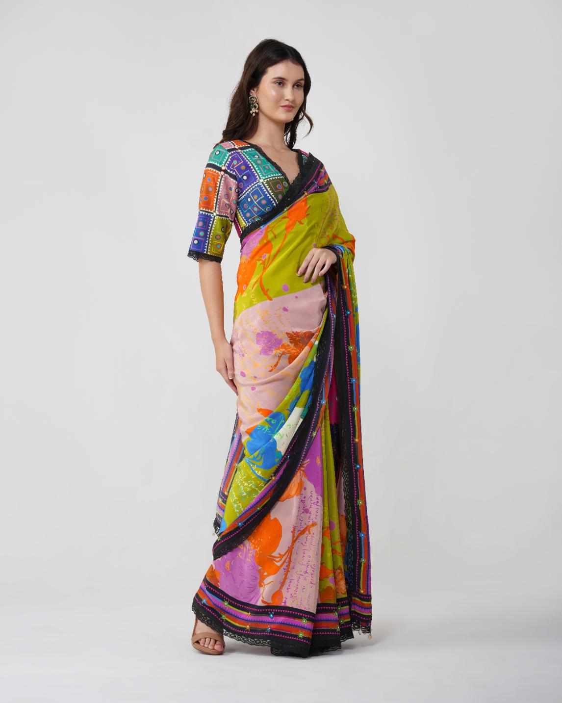 Banjara Bloom Printed Saree Set