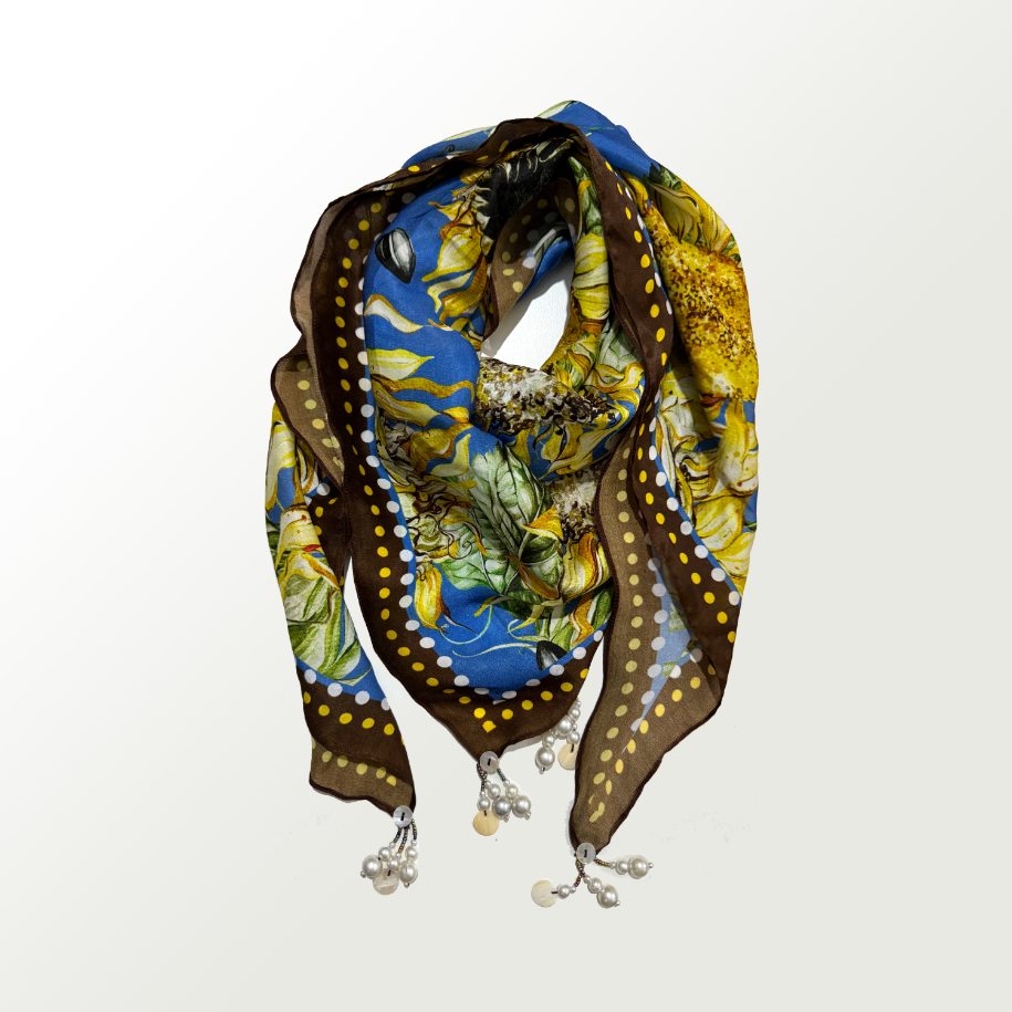 Sun Flower Satin Scarf