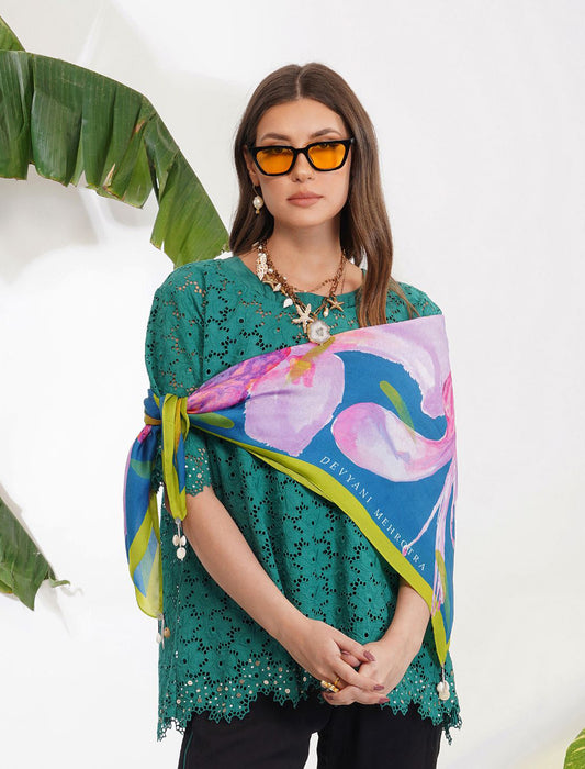 IRIS PRINT SCARF BLUE