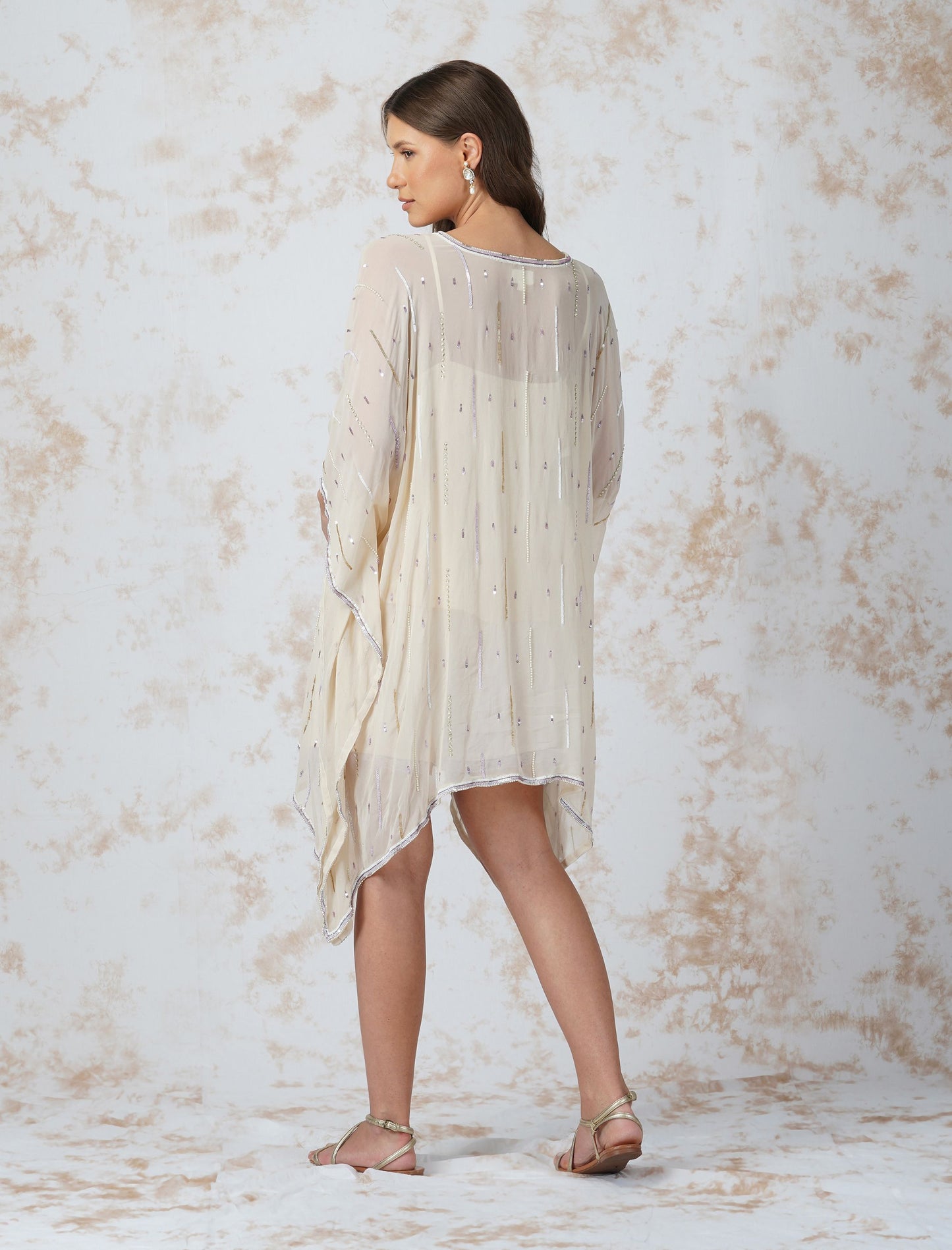 SEQUINNED KAFTAN WITH SHORTS