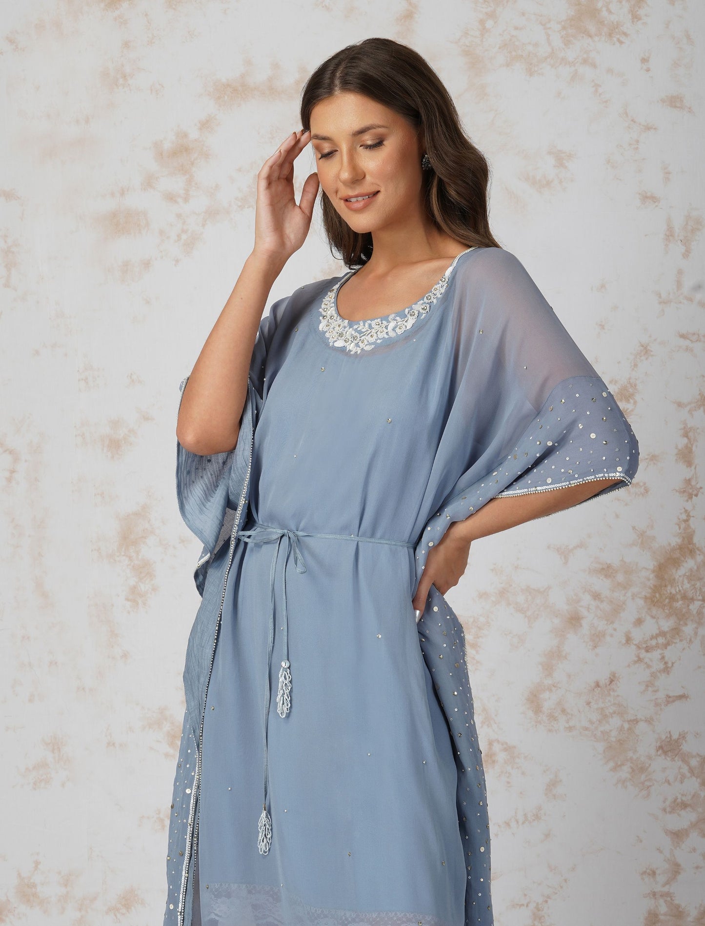 BAROQUE WORK PIGEON BLUE KAFTAN