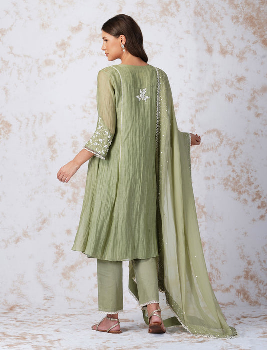 BAROQUE FLOWER MINT KURTA SET