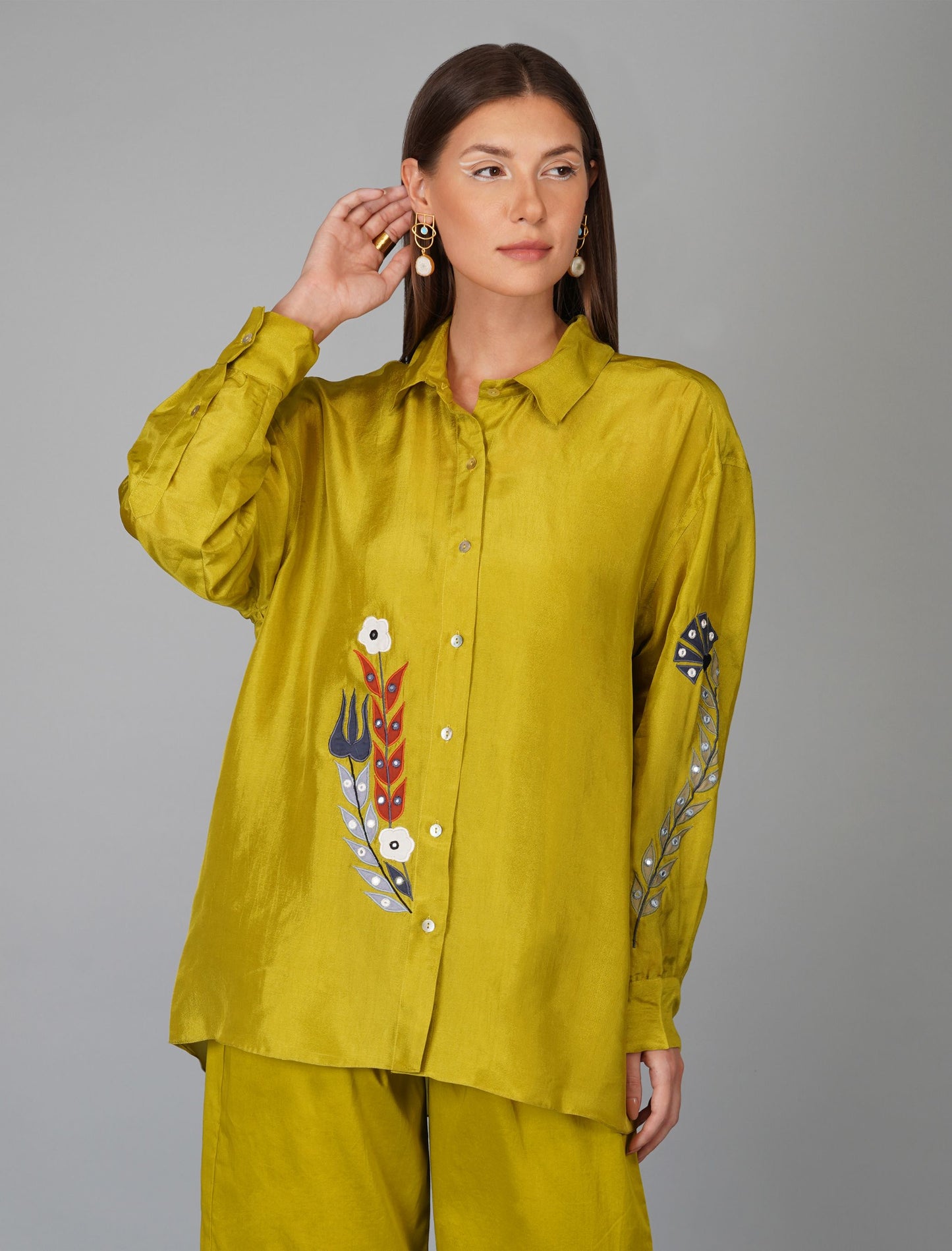 CITRUS GREEN OVERSIZED SHIRT SET