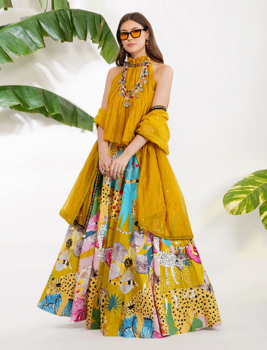 LEOPARD ABSTRACT LEHENGA SET