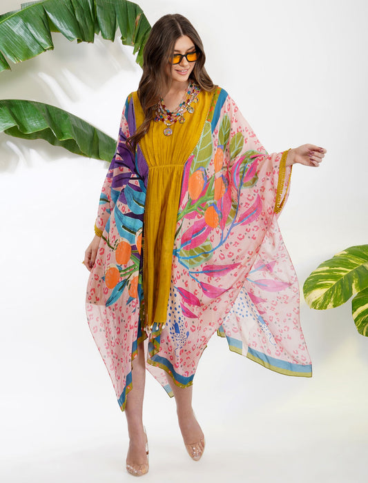 TROPICAL LEAF YELLOW KAFTAN