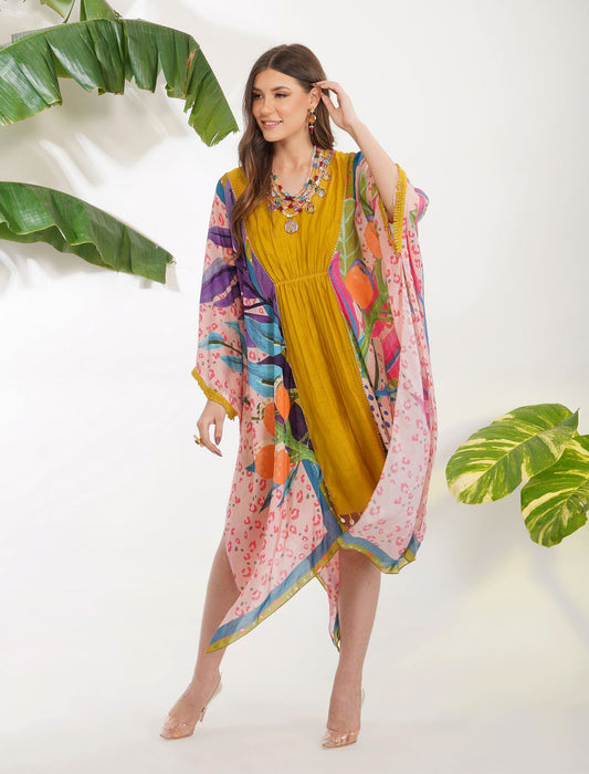 TROPICAL LEAF YELLOW KAFTAN