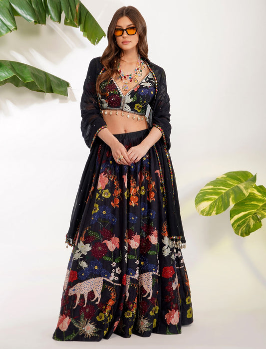 FLORA FAUNA LEHENGA SET