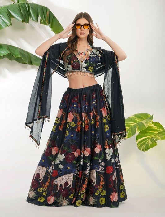 FLORA FAUNA LEHENGA SET