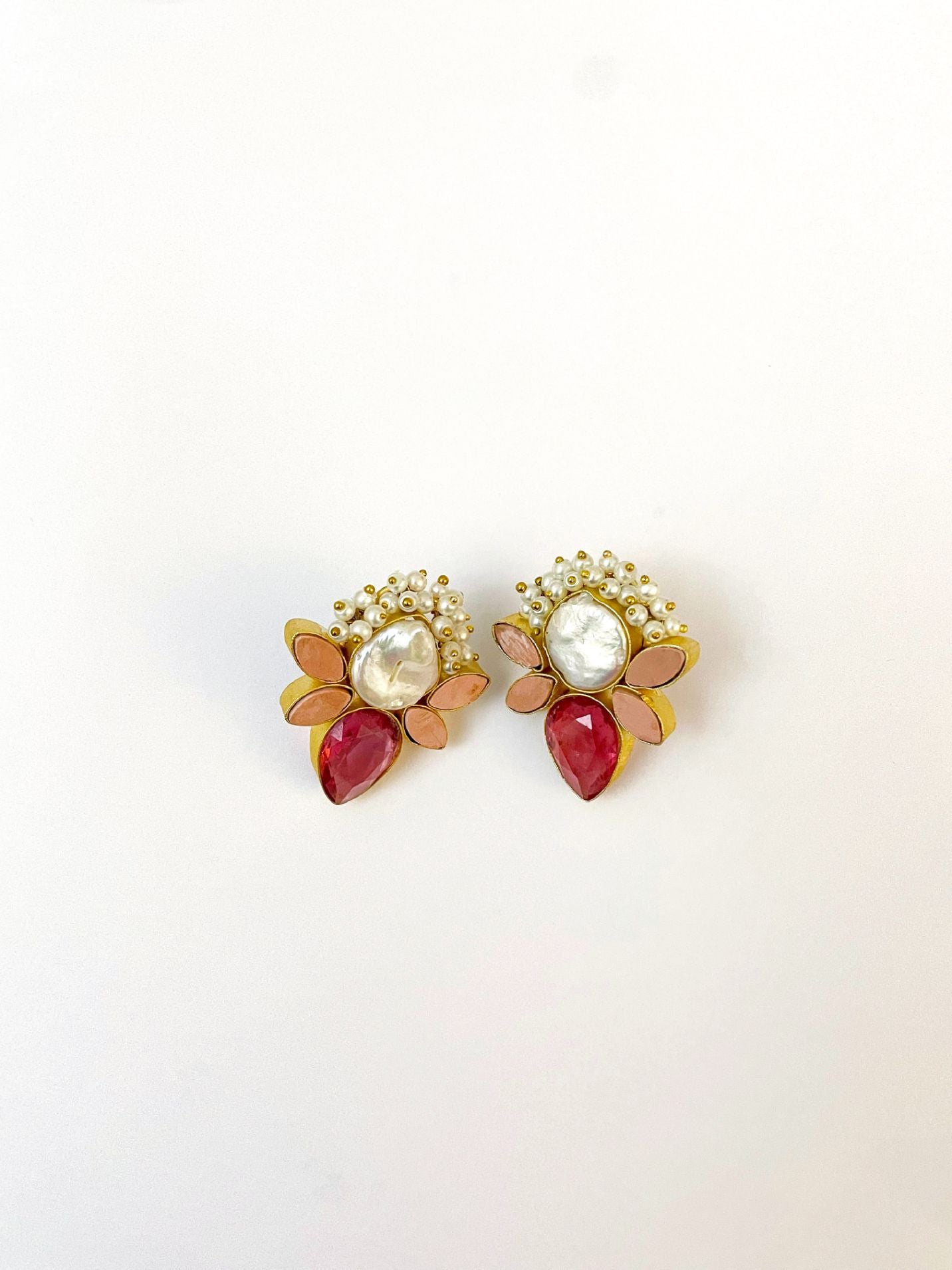 Coral Stone Pearl Earrings – TJORI